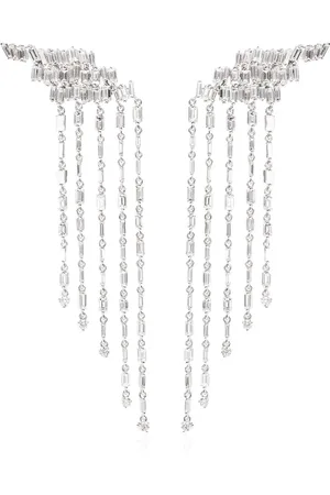Suzanne Kalan 18kt white gold Fireworks diamond fringe drop earrings