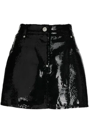 pushBUTTON Patent-finish mini skirt