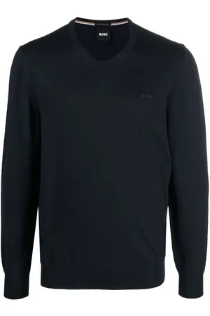 HUGO BOSS Logo-embroidered V-neck jumper
