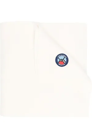 YVES SALOMON Knitted logo-patch scarf
