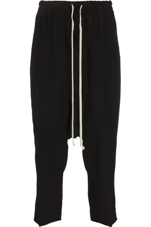 Rick Owens Drop-crotch drawstring cropped trousers