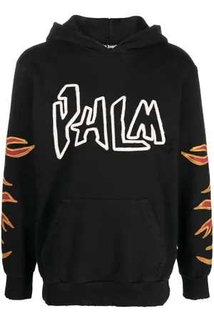 Palm Angels Flame-print cotton hoodie