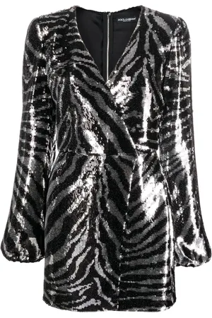Dolce & Gabbana Zebra sequin wrap dress