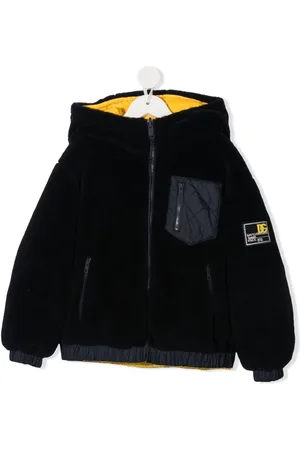 Dolce & Gabbana Logo-patch faux-fur jacket