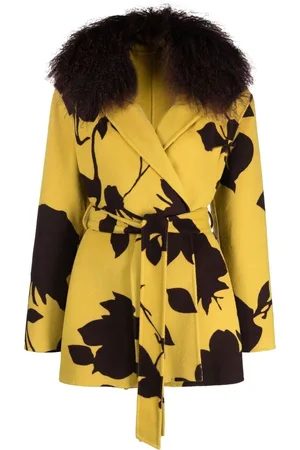 P.a.r.o.s.h. Women Coats - Belted floral-pattern coat