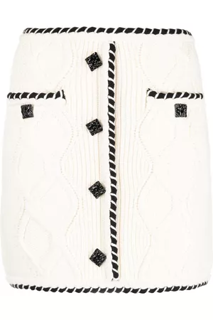 Self-Portrait Cable Knit button-embellished miniskirt