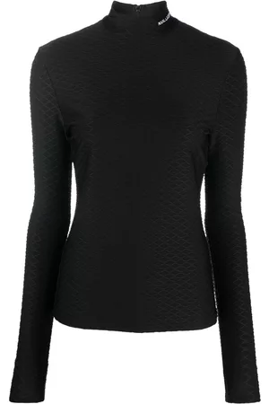 Karl Lagerfeld Logo-embroidered textured long-sleeved top