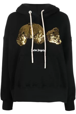 Palm Angels Sequined-bear oversized hoodie