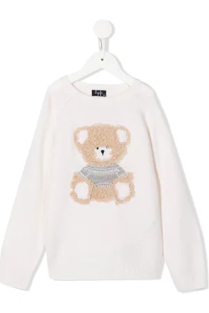 Il gufo Teddy-bear detail knit jumper