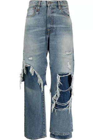 R13 Distressed wide-leg jeans