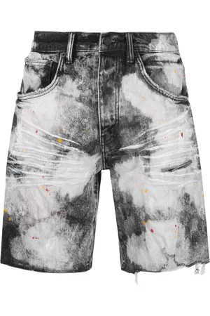 Purple Brand Bleached tie-dye denim shorts