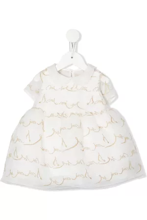 Mimisol Metallic logo-embroidered party dress
