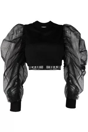 Alexander McQueen Puff-sleeve crew-neck blouse