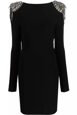 Philipp Plein Crystal-shoulder long sleeve dress