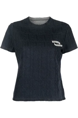 Opening Ceremony Embroidered logo cable-knit T-shirt