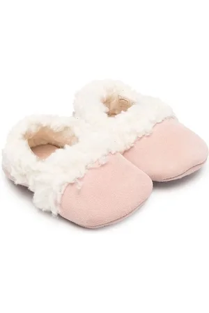 Chloé Faux-shearling trim suede slippers