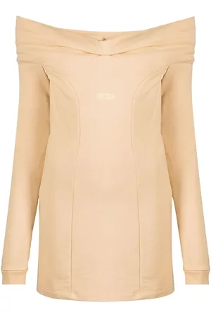GCDS Logo-detail off-shoulder mini dress