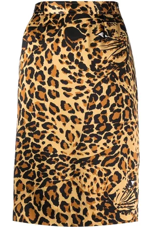 Saint Laurent Leopard-print high-waisted silk skirt
