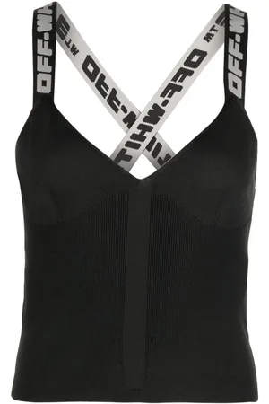 OFF-WHITE Logo-tape knitted top