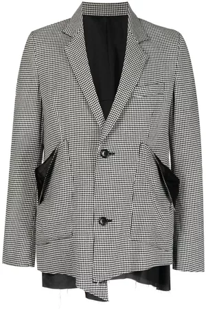 Sulvam Raw-cut asymmetric houndstooth blazer