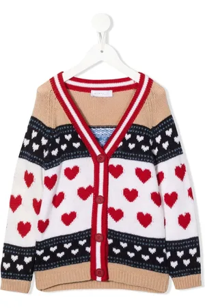 MONNALISA Heart-motif V-neck cardigan