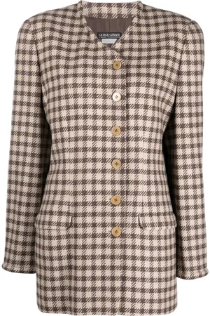 Giorgio Armani 1980s houndstooth V-neck blazer