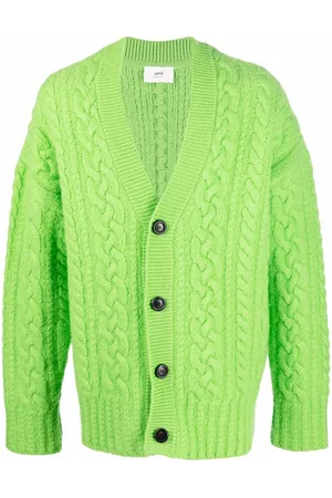 Ami Drop-shoulder cable-knit cardigan