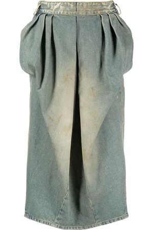 Maison Margiela Pleated denim midi skirt
