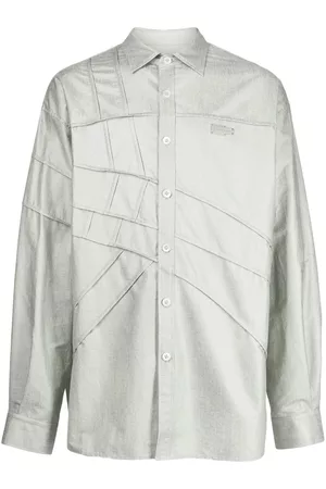Feng Chen Wang Logo-plaque cotton-blend shirt