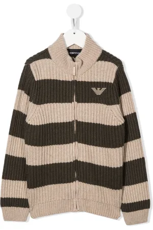 Emporio Armani Striped knit zip-up cardigan