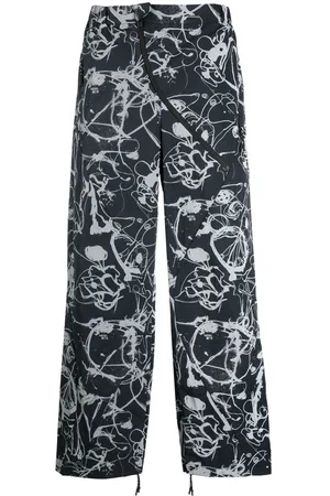 McQ Men Pants - Abstract-print straight-leg trousers