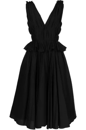 pushBUTTON V-neck midi dress