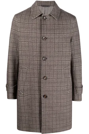 Circolo Men Coats - Check-print midi coat