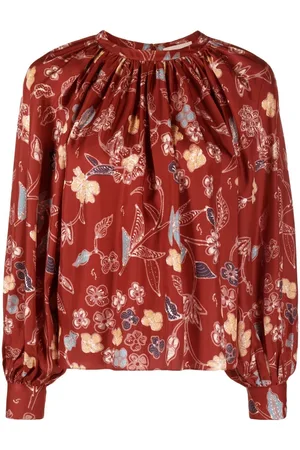 ULLA JOHNSON Floral-print silk blouse