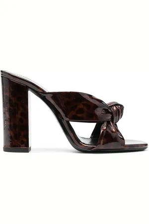 Saint Laurent Tortoiseshell-effect twist-detail sandals