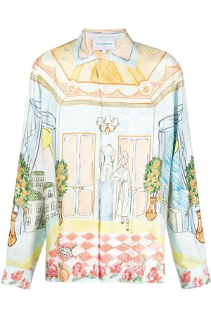 Casablanca Illustration-style print silk shirt