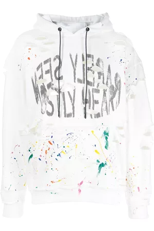 MOSTLY HEARD RARELY SEEN Distressed paint-splattered hoodie