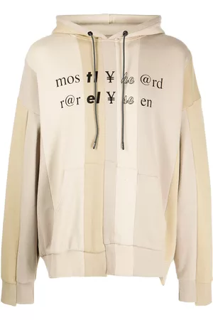 MOSTLY HEARD RARELY SEEN Spliced Text long-sleeve hoodie