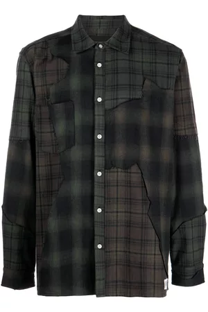 MOSTLY HEARD RARELY SEEN Plaid-check patchwork shirt