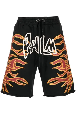 Palm Angels Graffiti Flames logo-print shorts