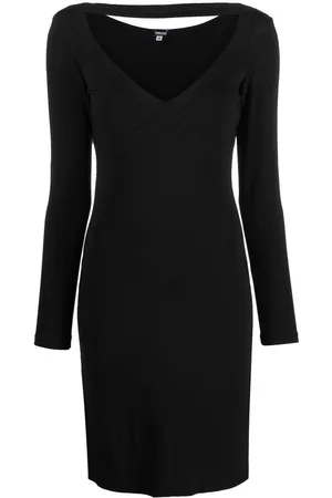 VERSACE 2000s pre-owned V-neck fitted dress