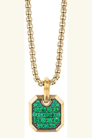 David Yurman 18kt yellow Roman emerald amulet (15mm)