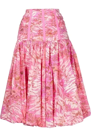 ULLA JOHNSON Roselani ruched floral-print skirt