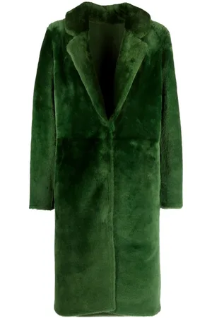 YVES SALOMON Single-breasted oversized shearling coat