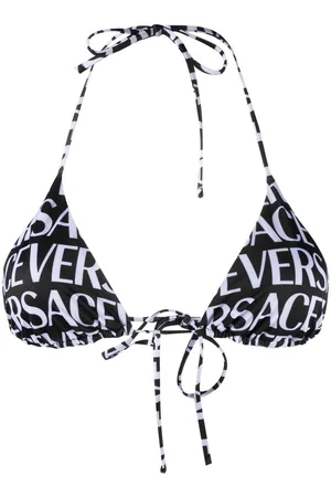 VERSACE Logo-print triangle bikini top