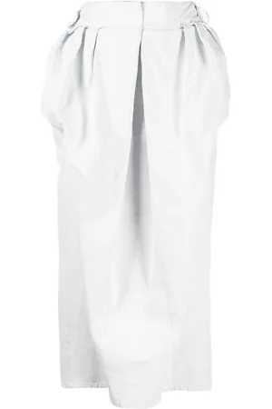 Maison Margiela Gathered denim midi skirt