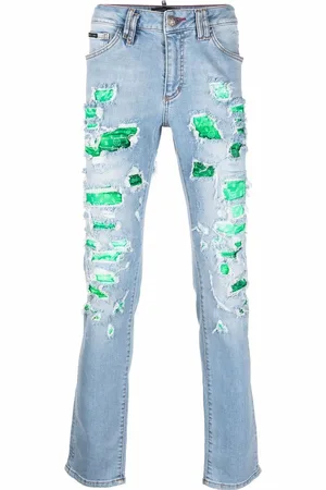 Philipp Plein Ripped-effect slim-fit jeans
