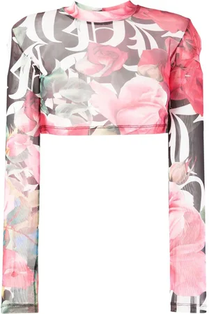 Philipp Plein Floral cropped top
