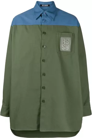 RAF SIMONS Logo-patch panelled shirt
