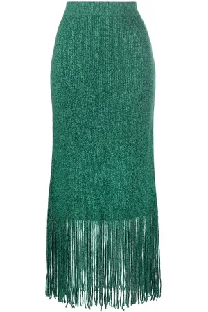 ZIMMERMANN Fringed-hem knitted skirt